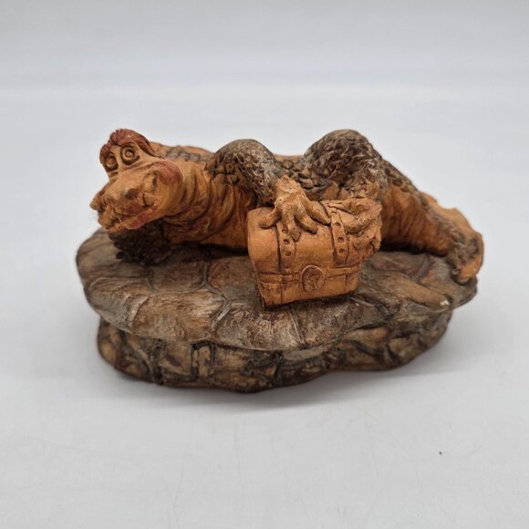 Crocodile Treasure Chest Trinket Box Figurine by Albee 1992 Travelling Luggage - Picture 5 of 11